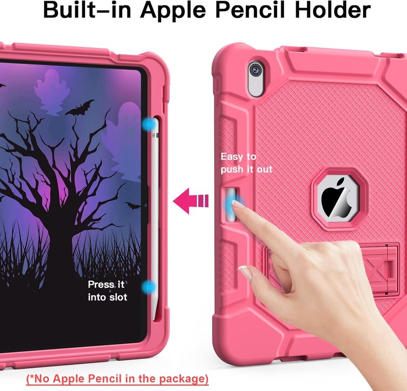 Azzsy Case for iPad (A16) 11th Generation 11 Inch 2025 / iPad 10th Generation 10.9 Inch 2022, [Built-in Pencil Holder] Heavy Duty Shockproof Rugged Protective Case, Pink - Image 4